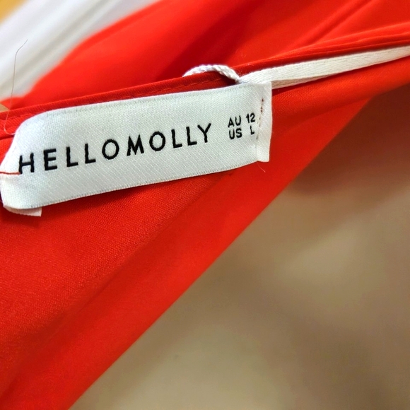 Hello Molly "Not Fair On Me" Red One Shoulder Ruched Ruffle Dress,Large,NWT - Picture 14 of 15